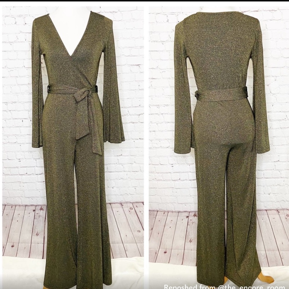 Cleobella Bronze Farrow Jumpsuit XS Metallic Flare